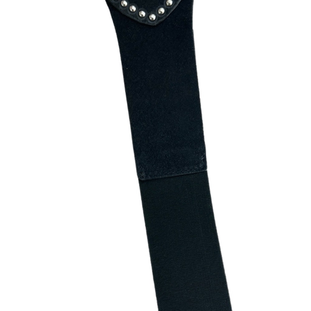 Lucky Brand Black Studded Suede Stretch Belt with Silver Accents - Picture 3 of 6
